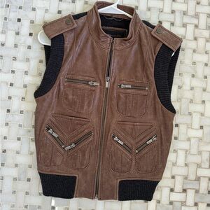 BCBG MAXAZRIA leather mixed medium sweater vest